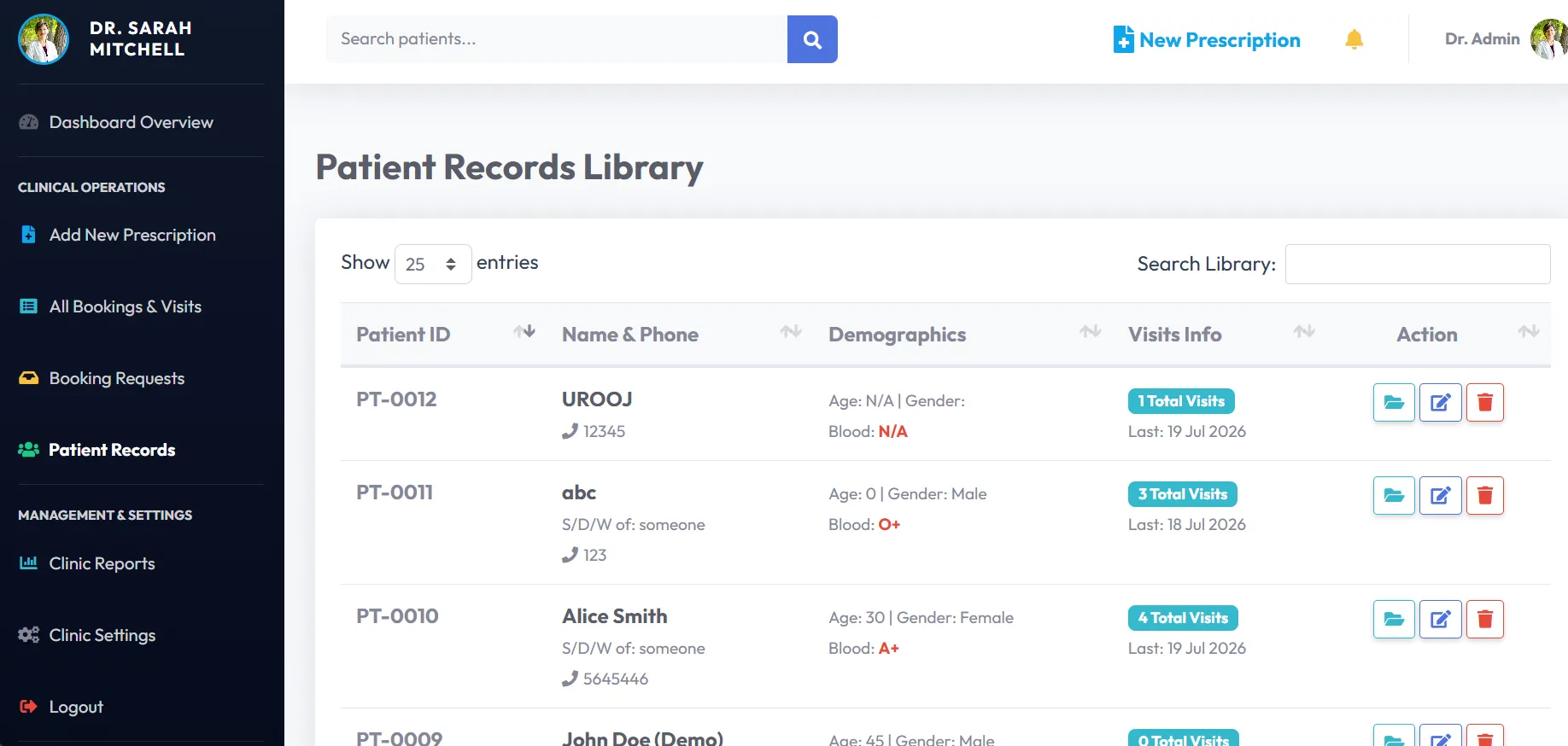 Patient History & EHR